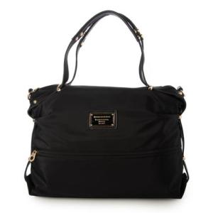 スリーフォータイム Three Four Time トリムレザージッパーポケットナイロンBAG （ブラック）