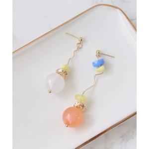 スリーフォータイム Three Four Time オーロラカラフルアシメピアス （オレンジ）