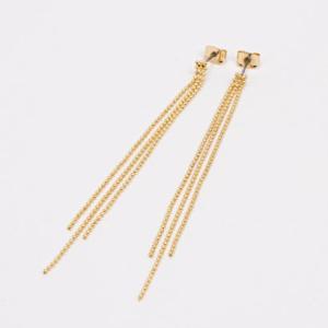 スリーフォータイム Three Four Time チェーンロングピアス （ゴールド）