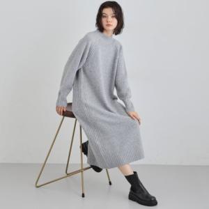 ザ ショップ ティーケー  (ウィメン) THE SHOP TK(Women) ウール混杢調ハイネックワンピース （ライトグレー(011)）