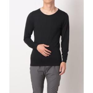 ティゴラ TIGORA メンズ トレッキング 長袖アンダーシャツ メンズメリノウールインナーワイドクルーネック長袖 TR-9D1105TL （ブラック