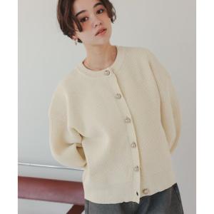 ティティベイト titivate シルバー釦クルーネックニットカーディガン （アイボリー）