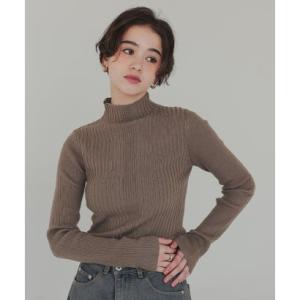 ティティベイト titivate ランダムリブハイネックニット （グレージュ）