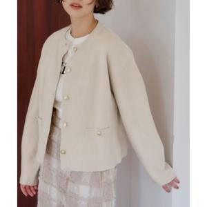 ティティベイト titivate ゴールド釦ニットカーディガン （ライトベージュ）