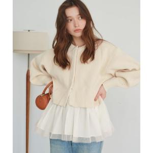 ティティベイト titivate ペプラムレイヤードニットカーディガン （アイボリー）