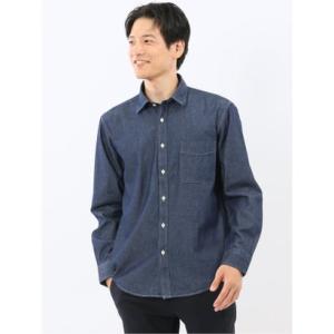 カンタベリーウッド/CANTERBURY WOOD 綿100％ デニム レギュラーカラー長袖シャツ （紺）