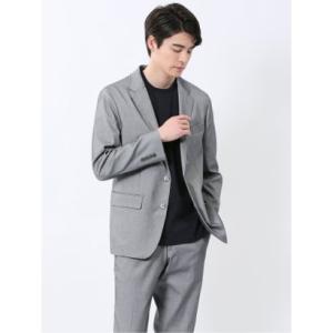 クロスストレッチ スリムフィット 2ボタンジャケット ライトグレー(セットアップ可能) （ライトグレ...