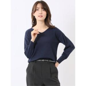 タカキュー TAKA-Q ハンドウォッシャブル 浅Vネック ニット プルオーバー （紺）