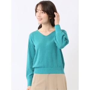 タカキュー TAKA-Q ハンドウォッシャブル 浅Vネック ニット プルオーバー （緑）