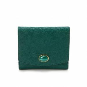 TOPKAPI ジェムドロップ ミニエンボスレザー 天然石 二つ折り財布（ディープグリーン）の商品画像