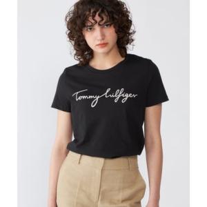 トミー ヒルフィガー TOMMY HILFIGER ロゴクルーネックTシャツ （ブラック）