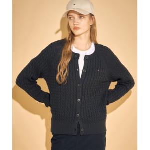 トミー ヒルフィガー TOMMY HILFIGER コットンミニケーブルクルーネックカーディガン （...