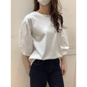 トーキョーシャツ TOKYO SHIRTS 袖ボリュームタックギャザー 七分袖カットソーブラウス （ホワイト）｜locondo-shopping