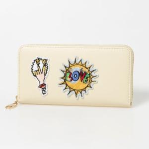 ツモリチサト キャリー tsumori chisato CARRY ラブワッペン ラウンドファスナー長財布 （ベージュ）｜locondo-shopping