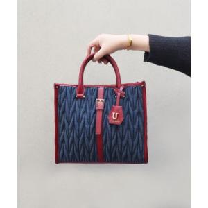 ユー U Mou Juliangle【ムー ジュリアングル】トートバッグ Mサイズ/ショルダー付き（ネイビー＆レッド）