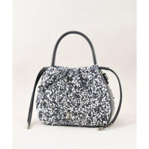 ユー U Paillette【パイエット】ベルベットドロストバッグ （グレー）