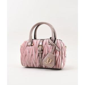 ユー U Mou Julia Petit【ムー ジュリア プティ】ベルベットボストンバッグ （ピンク）