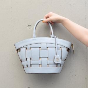 ユー U quadrillage【カドリアージュ】バスケットバッグ（ダスティブルー）