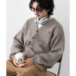 ユーエスポロアッスン U.S. POLO ASSN. ワンポイントロゴ ポニー刺繍 メランジカーディガン CARDIGAN （カーキ）
