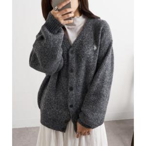 ユーエスポロアッスン U.S. POLO ASSN. ワンポイントロゴ ポニー刺繍 メランジカーディガン CARDIGAN （ブラック）