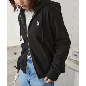 ユーエスポロアッスン U.S. POLO ASSN. ワンポイントロゴ ダブルジップパーカー （ブラック）
