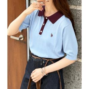 ユーエスポロアッスン U.S. POLO ASSN. ワンポイント刺繍 接触冷感 半袖ポロニットシャツ （サックスブルー）