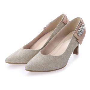 ユニティ unity バックリボンVカットパンプス （ゴールド）