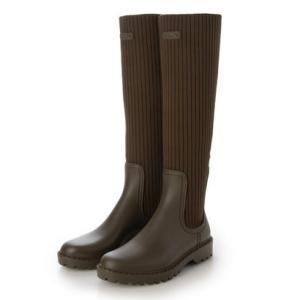 ウニサ UNISA リブニットロングレインブーツ （ブラウン）