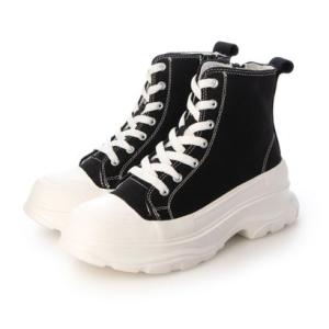 アンペティット unpetit 厚底 軽量 ハイカット スニーカー レディース （ブラック）