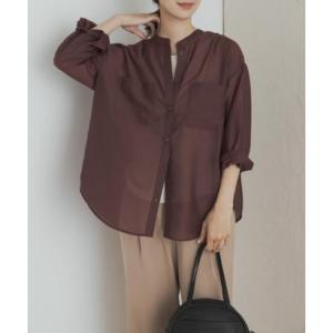 アーバンリサーチ ドアーズ URBAN RESEARCH DOORS シアーバンドカラーシャツ （バーガンディー）