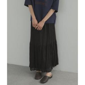 アーバンリサーチ ドアーズ URBAN RESEARCH DOORS クリンクルティアードスカート （ブラック）
