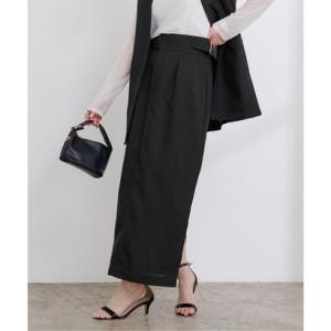 ユアーズ ur's リネンライクサイドベルトデザインタイトスカート （ブラック）｜locondo-shopping