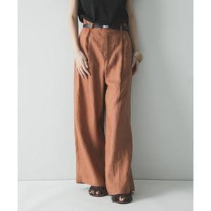 アーバンリサーチ URBAN RESEARCH 『3サイズ展開』リネンイージーワイドスラックス （ブラウン系その他）