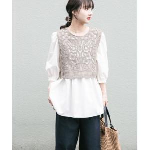 アイテムズ アーバンリサーチ ITEMS URBAN RESEARCH レースベストドッキングチュニック （ベージュ）