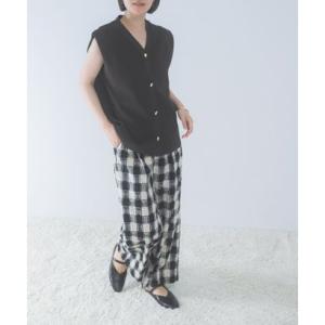 アーバンリサーチ ロッソ URBAN RESEARCH ROSSO チェックジャガードストレートパンツ （ブラック）