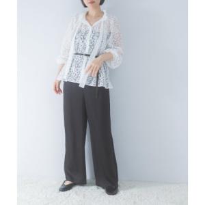 アーバンリサーチ ロッソ URBAN RESEARCH ROSSO サテンイージーストレートパンツ （ブラック）