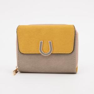 ビアデルトリトーネ Via Del Toritone 馬蹄モチーフ バイカラー ラウンドファスナー 2つ折り財布 コンパクトウォレット （イエロー）