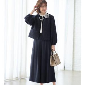 ヴィオラ エ ヴィオラ Viola e Viola 【4点セット】入学式卒業式に！ふんわりパフ袖カットジャケットセットスーツ＜M?5L＞ （ネイビー系