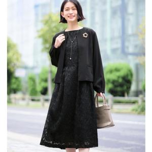 ヴィオラ エ ヴィオラ Viola e Viola 【選べる2タイプ】華やかに決まるワンピースアンサンブル （ブラック系）