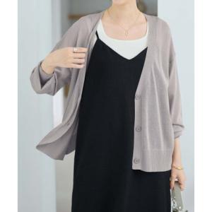 ヴィオラ エ ヴィオラ Viola e Viola 【UVカット】さらっと軽いVネックサマーニットカーディガン （ライトグレー）