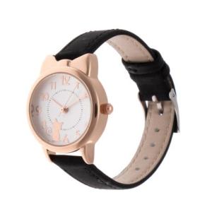 ヴァリアススタイル VARIOUS STYLE キュートな猫耳つきピンクゴールドケースのデザインウォッチ ネコ CAT PUレザーベルト レディース腕