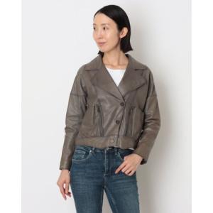 ベスジョーヤ VESGIOIA ラムレザーショートテーラーJKウォッシュ加工 （カーキグレー）