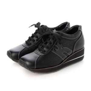 【本革 / 日本製 / 3E】 ヴィタノーヴァ VITA NOVA 軽量ソール使用 サイドファスナーデザイン コンフォートスニーカー （BLKC）