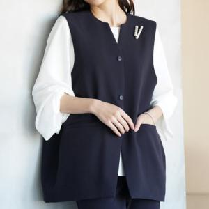 ヴィリーナ VIRINA【 洗える・ストレッチ・アイロン不要】ロリエ コクーンジレ （ネイビー）