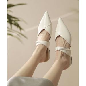 ビビッドレディ VIVIDLADY クロスデザインフラットミュール サンダル （アイボリー）