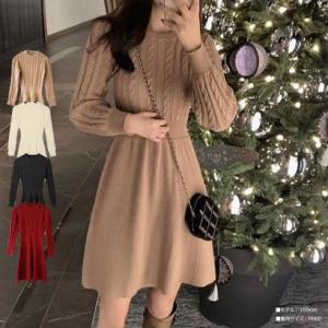 ビビッドレディ VIVIDLADY ニットミニワンピース 長袖 レディース ワンピース ショート丈 レディース 長袖 秋冬 かわいい ニットワンピース