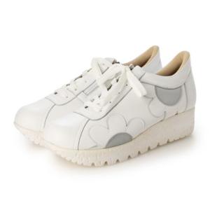 ウォーカーヒル Walker Hill 4E ふかふか 厚底 フラワーモチーフ コンフォートシューズ （ホワイト）