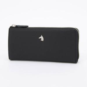 ホワイ Why ゴートレザーホースヘッドL字ジップロングウォレット （ネイビー）