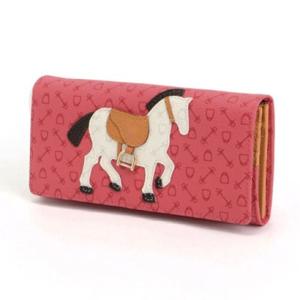 ホワイ Why ハーネスホース かぶせ長財布 （サーモンピンク×アイボリー）