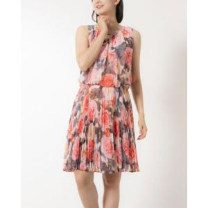 ウォリス Wallis ★上品フェミニンしっとり大人の淡ローズピンクふんわりフェミニンお洒落プリーツワンピース♪ （ピンク）